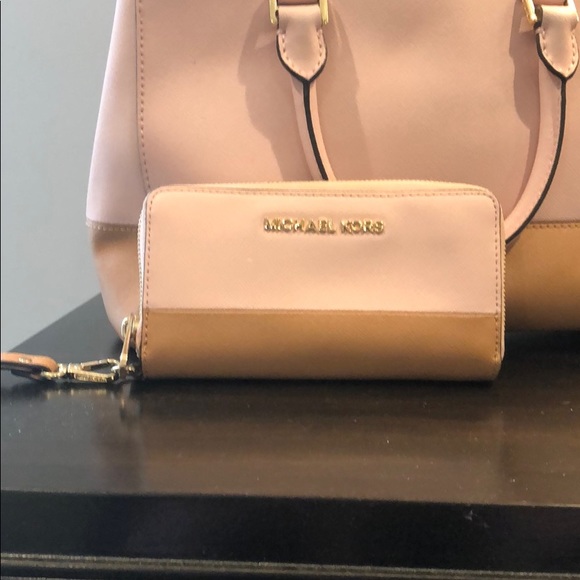 Michael Kors Handbags - MK pink and brown bag and wallet combo Michael Kors Handbags - MK pink and brown bag and wallet combo